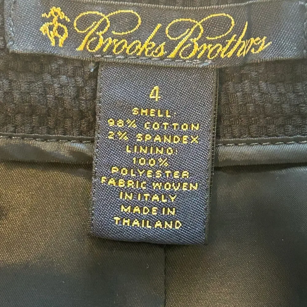 Brooks Brothers womens navy textured cotton patch pockets button front skirt 4